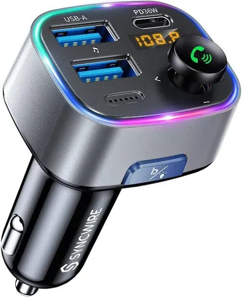 Syncwire Bluetooth 5.3 FM Transmitter Car Adapter 48W