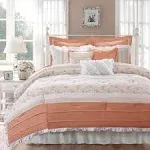 Dawn - Queen - 9 Piece Comforter Set - Coral