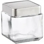 Anchor Hocking Company Glass &amp; Brushed Aluminum Square 1 Quart Canister 4&#034;