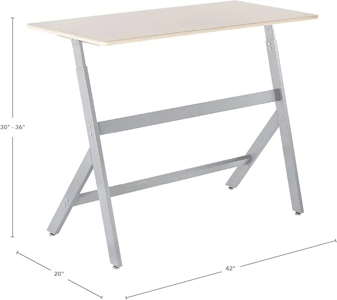 Guidecraft Standing Collaboration Desk for Kids and Adults: Adjustable Height Birch Plywood Table with Metal Legs for Home, Office, Classrooms and More