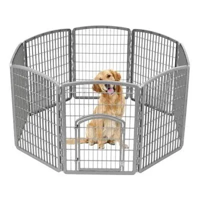 Iris USA 34 inch Exercise 8-Panel Pet Playpen with Door, Chrome