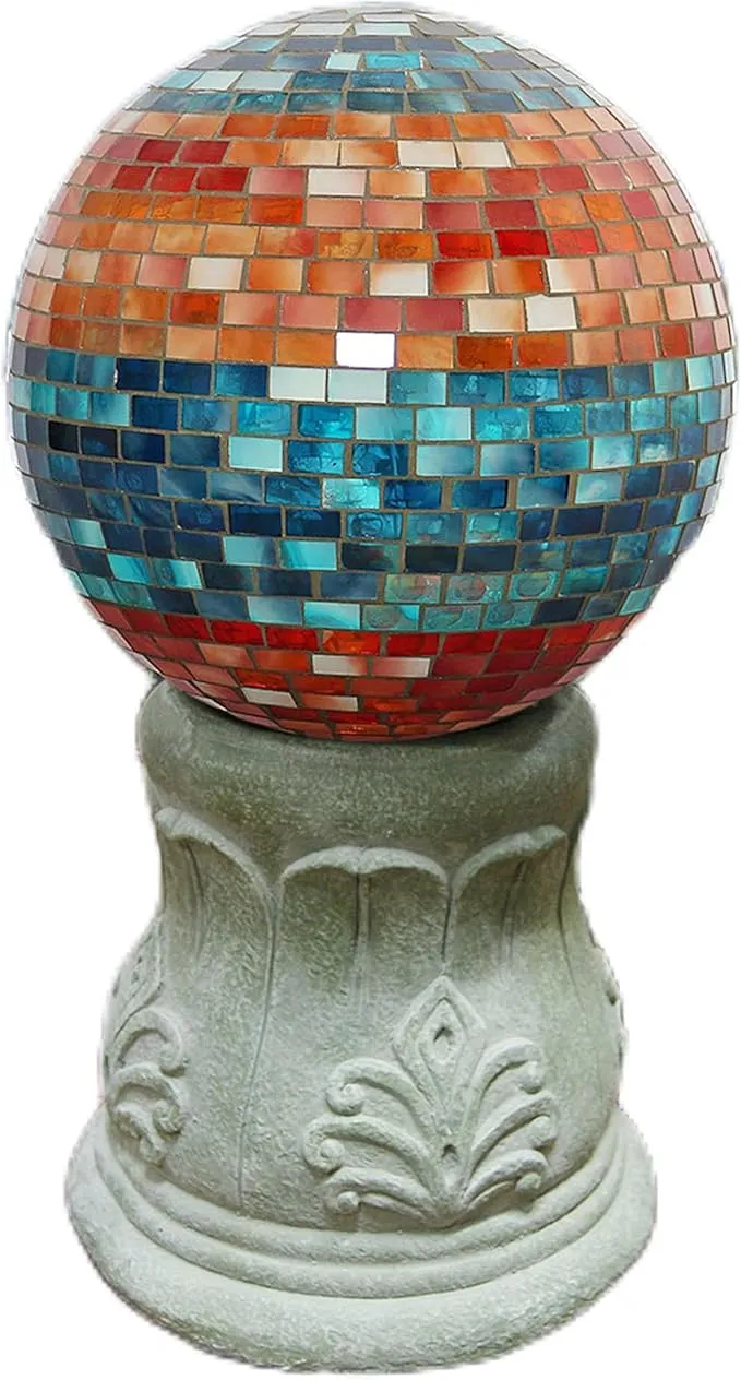 Alpine Blue & Orange Mosaic Gazing Globe