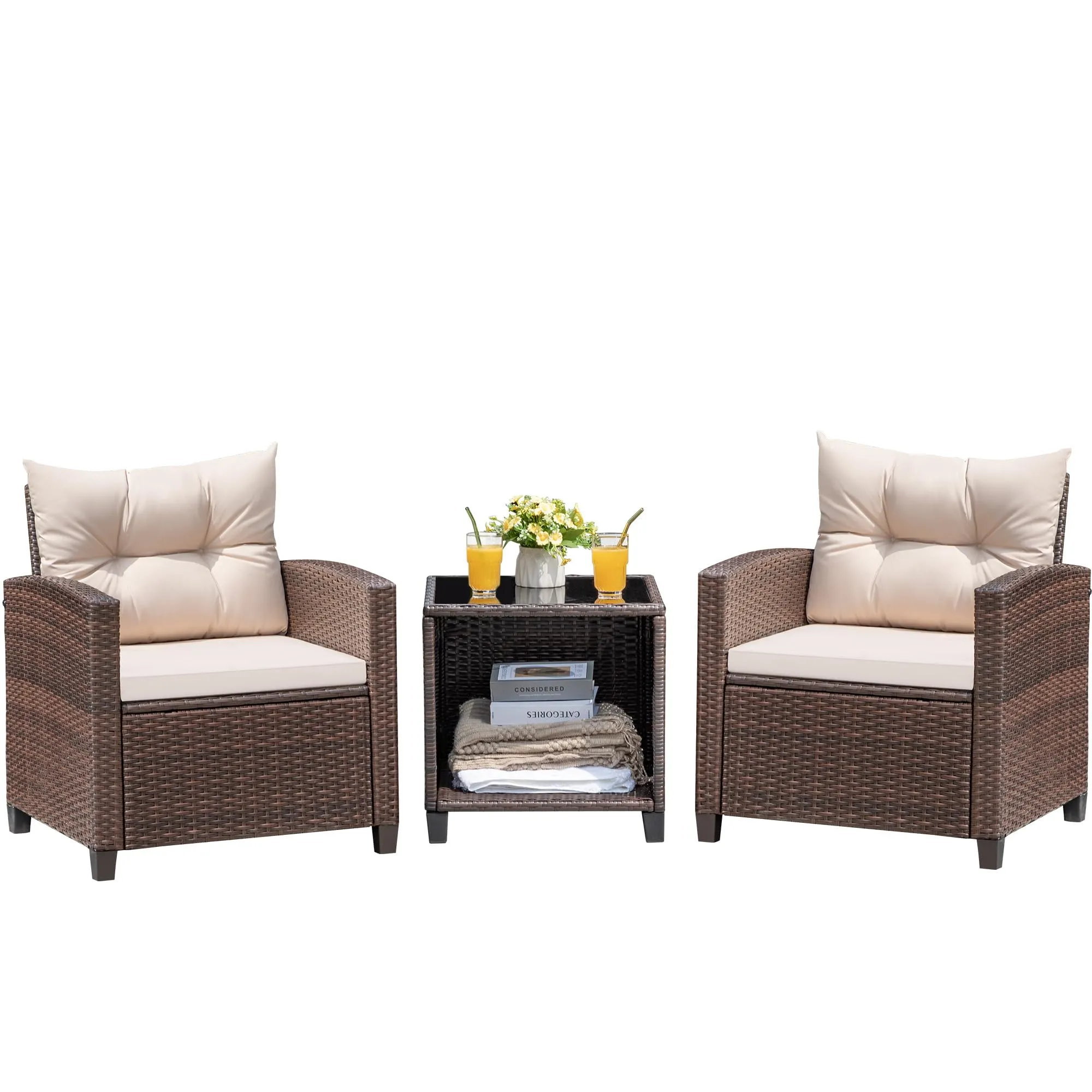 Devoko PE Rattan Wicker Patio Furniture Set