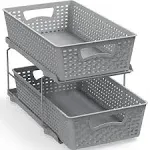 2 Tier Bathroom Organizer Tray Pull-Out Sliding Drawer/Under-S<wbr/>ink Storage, Grey