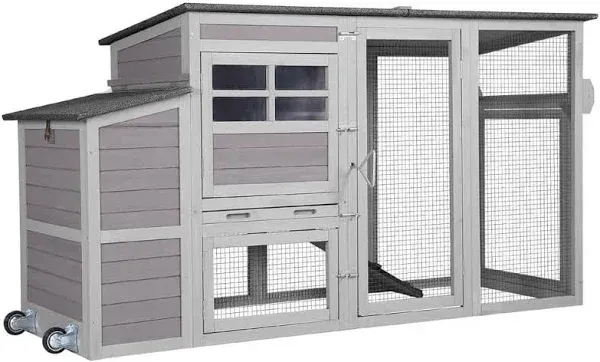 aivituvin Large Chicken House Outdoor Chicken Coop with Wheels for 2-3 Hens