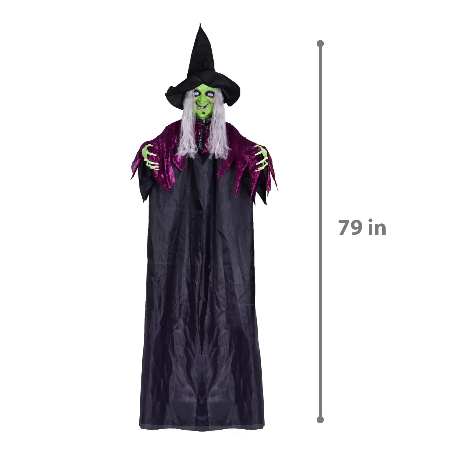 FUN LITTLE TOYS 79” Halloween Decorations Outdoor - Hanging Animatronic Halloween Decorations Witch Eyes Bright for Haunted House Prop Décor, Halloween Outdoor Indoor Decor