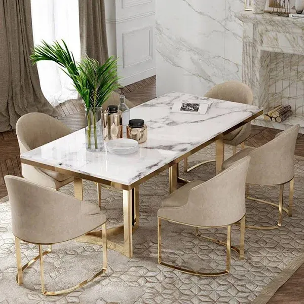 Modern Faux Marble Dining Table