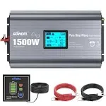 GIANDEL Pure Sine Wave Power Inverter 1500 Watt Low EMI FCC approved Converts DC 12V to AC 120V with LCD Display 3xAC Outlets & Remote Controller 2 USB Ports for RVs Trucks Boats and Emergency