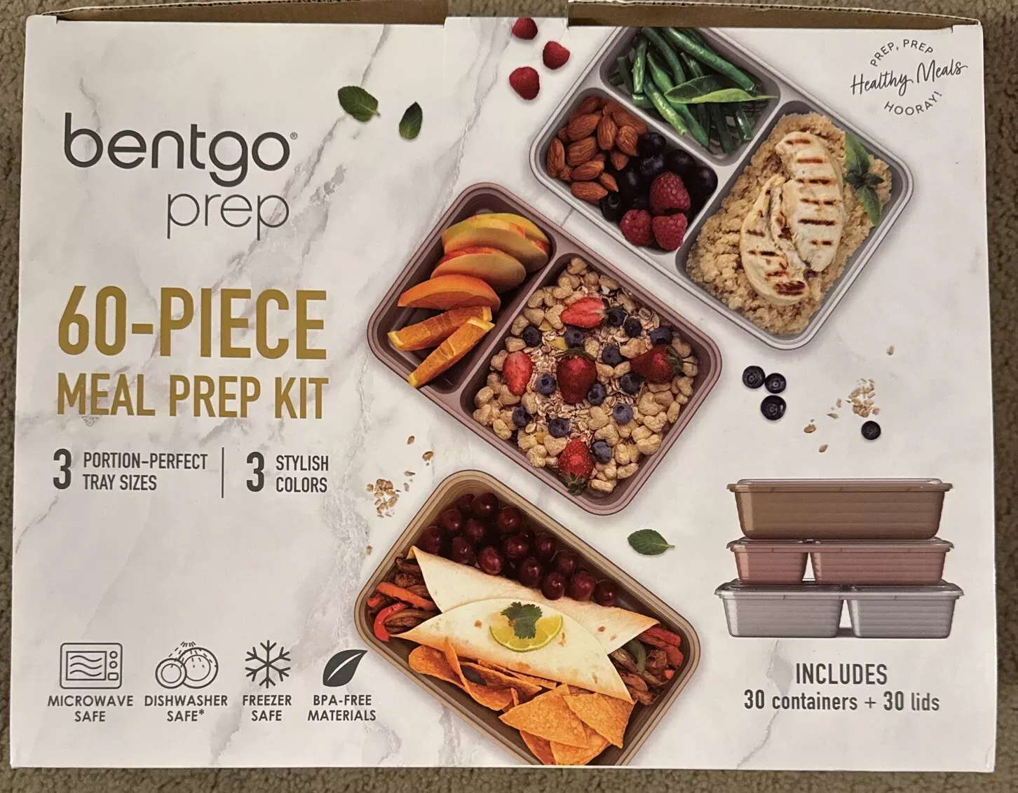 Bentgo Prep 60-Piece Meal Prep Kit - Reusable, 30 Food Containers w/Lids - NEW!