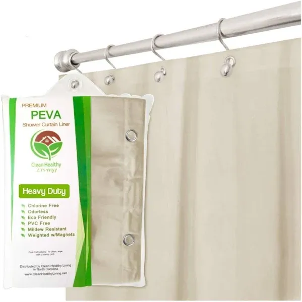 Clean Healthy Living Heavy Duty Peva Shower Curtain Liner w/ Magnets 70&#034; x 72&#034;