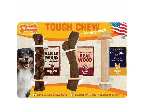 Nylabone Tough Dog Chew Variety Pack 3-Count