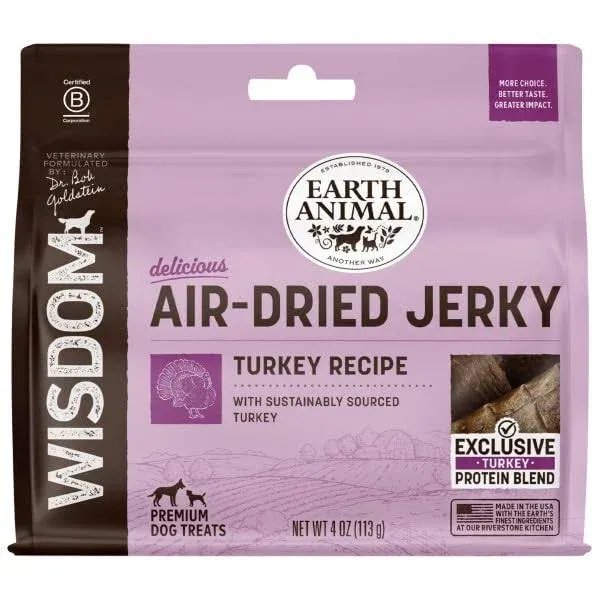 Earth Animal Wisdom Air-Dried from The Sea Recipe Jerky Strips Dog Treats, 4 oz. Bag