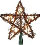 Kurt Adler 10-Light Rattan Natural Star Treetop