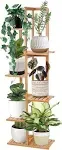 Bamboo Plant Stand Rack - Indoor &amp; Outdoor Plant Stand 6 Tier 7 Potted Multip...