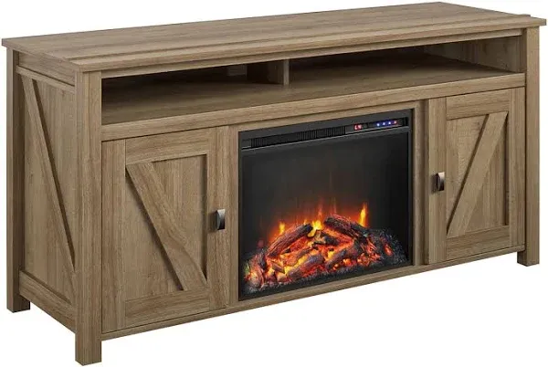 Ameriwood Home Farmington Electric Fireplace TV Console Up to 60" in Black Oak