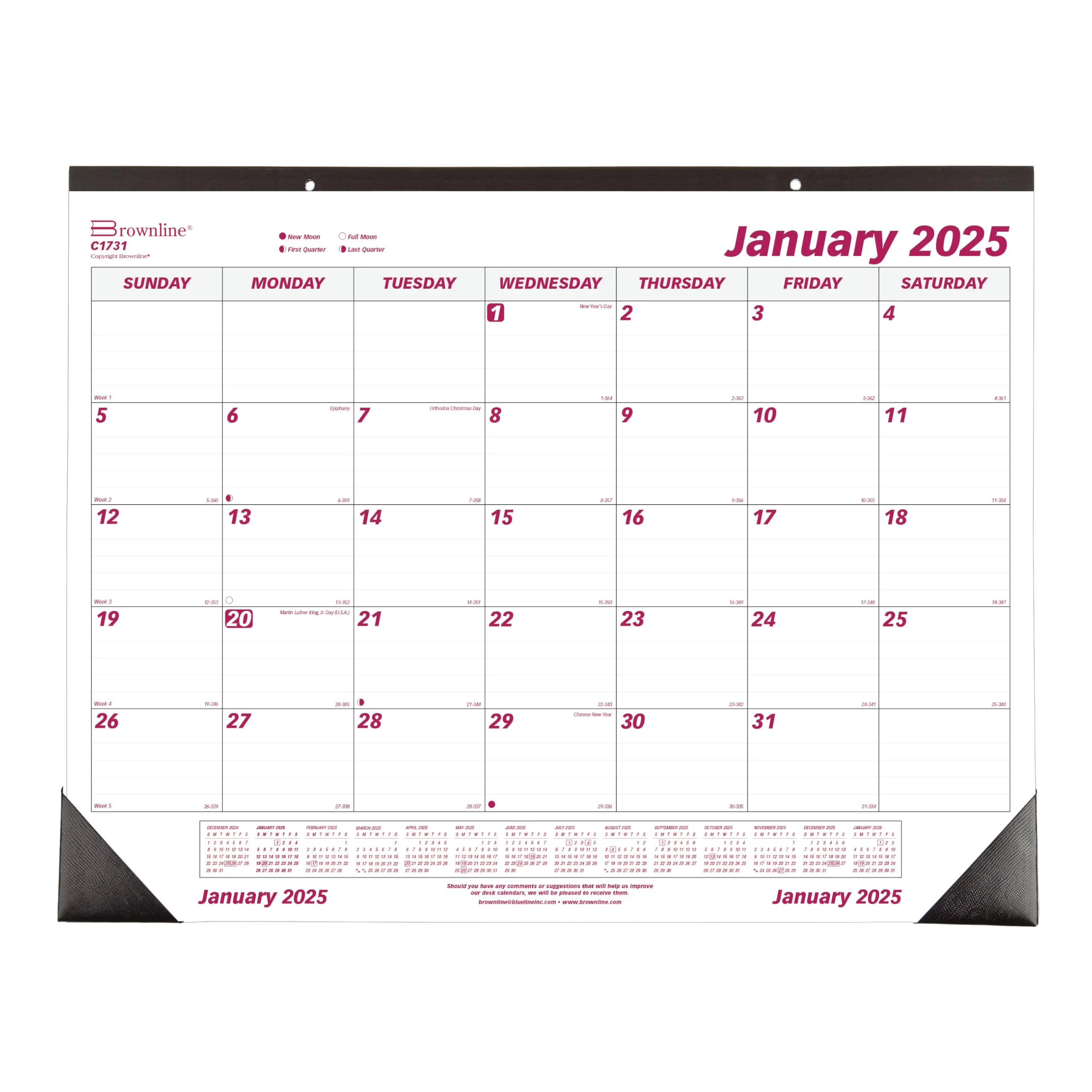 Brownline Monthly Desk Pad Calendar 2025