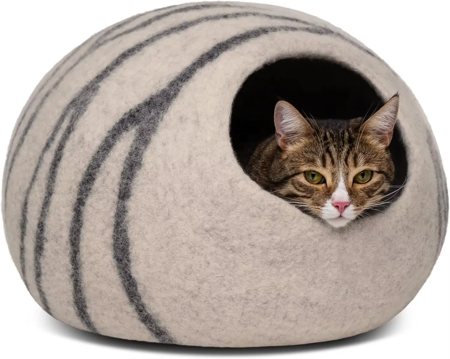 Meowfia Cat Bed Cave Premium Felt Handmade 100% Merino Wool Bed for Cats and Kittens