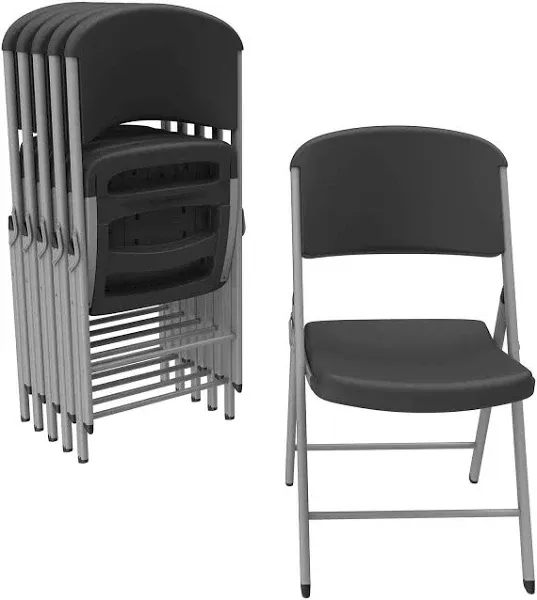 LIFETIME Commercial Grade Folding Chairs, 4 Pack, Putty