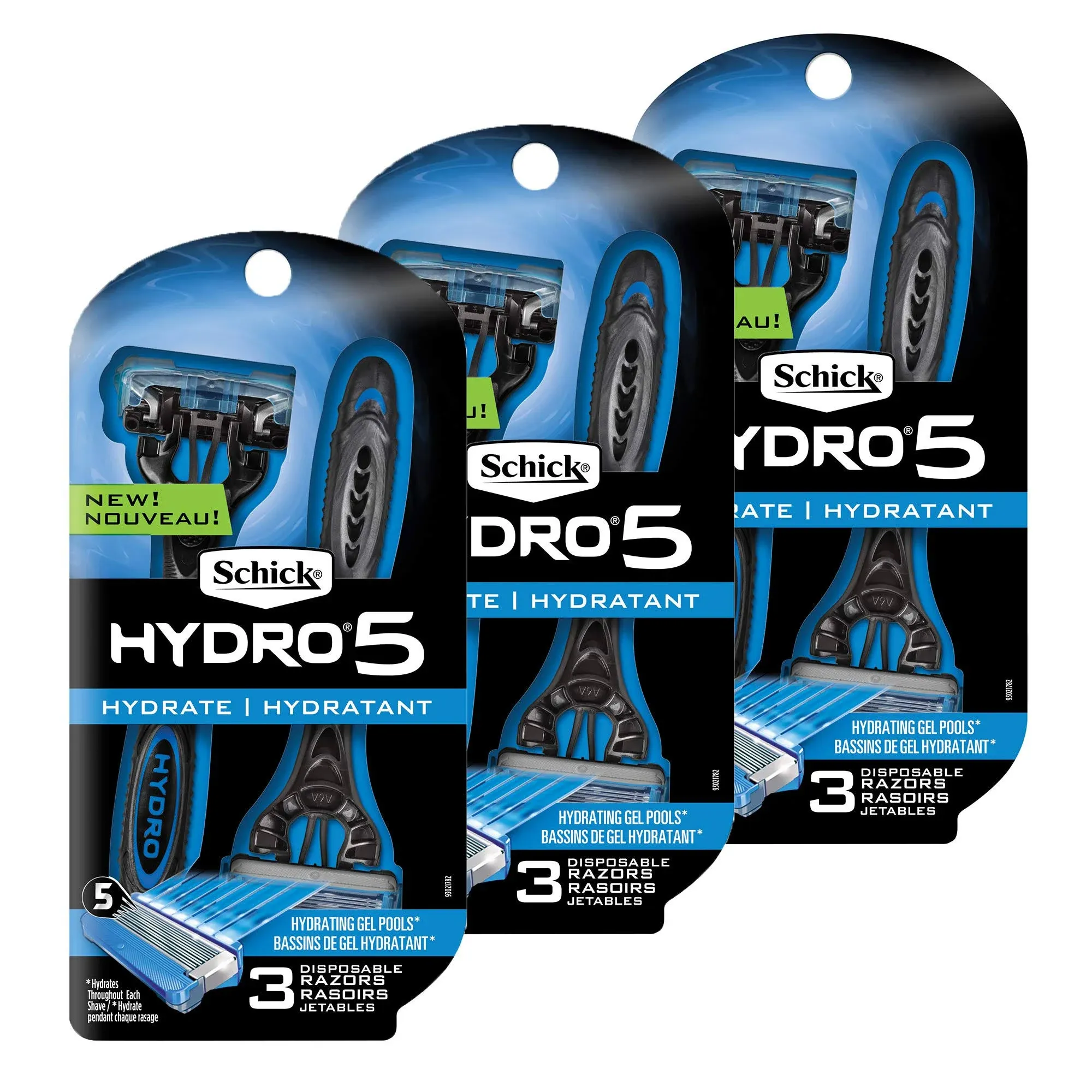 Hydro 5 Disposable Razors for Men with Flip Beard Trimmer, 9 Count...