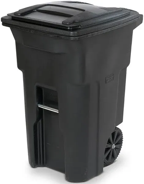 Toter 25564-R1209 Residential Heavy Duty Two Wheeled Trash Can, Blackstone, 64 Gallon