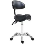 Antlu Saddle Stool Chair with Back Support, Ergonomic Esthetician Stool Chair for Salon Tattoo Spa Medical Dentist Clinic (with Backrest, Black)