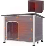 Aivituvin Dog House with Insulated Liner for Winter, Waterproof Heated Dog Kennel for Small Medium Large Dog with All-Around Iron Frame