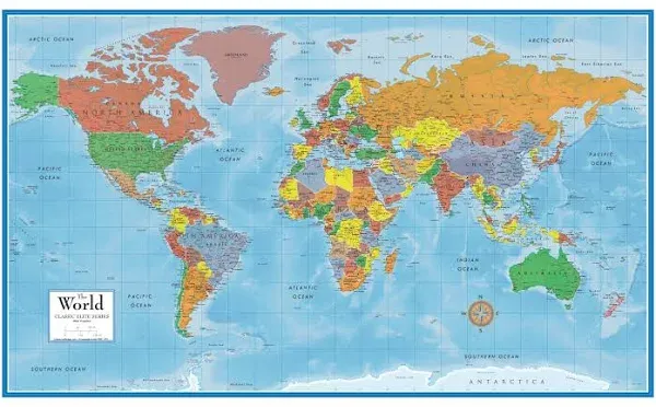 24x36 World Classic Wall Map Poster Paper Folded