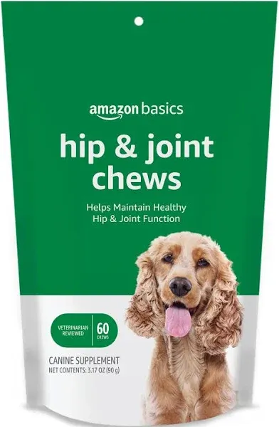 Amazon Basics Dog Hip & Joint Supplement Chews, 60 Count (Previously Solimo)