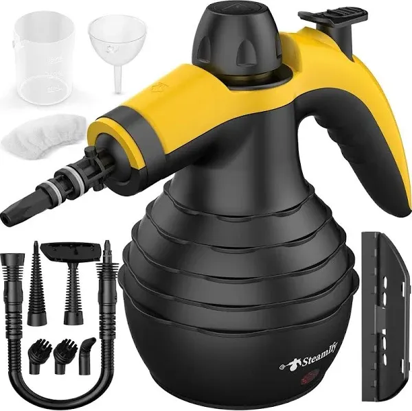 Pressurized Handheld Steam Cleaner with 10pcs Accessories &amp; Black &amp; yellow 