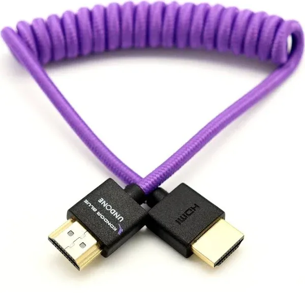 Kondor Blue Gerald Undone Full HDMI to Full HDMI Cable 12''-24'' Coiled - Purple