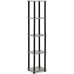 Furinno Turn-N-Tube 5-Tier Corner Square Rack Display Shelf, French Oak Grey/Black