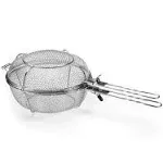 Outset Jumbo Stainless Steel Grill Basket and Skillet with Removable Handle