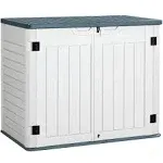 Greesum Outdoor Horizontal Resin Storage Sheds 34 Cu. ft. Weather Resistant Resin Tool Shed, Extra Large Capacity Weather Resistant Box for Bike, Garb