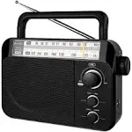  TR604 AM FM Radio, Battery Operated Radio Portable, AM FM Radio Black classic