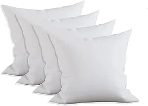 Elegant Comfort 4-Pack Pillow Insert Poly-Cotton Shell Siliconized Fiber Filling, 20 x 20, White 4 Count