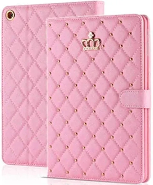 Topwin Cute Crown Case for iPad 10.2 2021/2020/2019,iPad 9th/8th/7th Gen Case Bling Diamond Elegant PU Leather Smart Auto Sleep/Wake Stand Shockproof Girly Case for Apple iPad 7/8/9 10.2 inch (Purple)