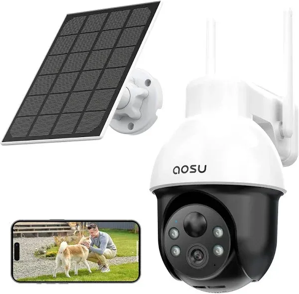 AOSU 3K/5MP Solar Security Cameras Outdoor Wireless 360-Degree 2K Wireless Camera