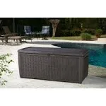 Keter Sumatra 135 Gallon Outdoor Storage Rattan Deck Box, Brown