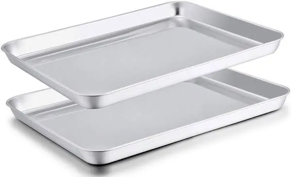 TeamFar Baking Sheet Cookie Sheet Set of 2 Pure Stainless Steel Baking Pan Tray Professional