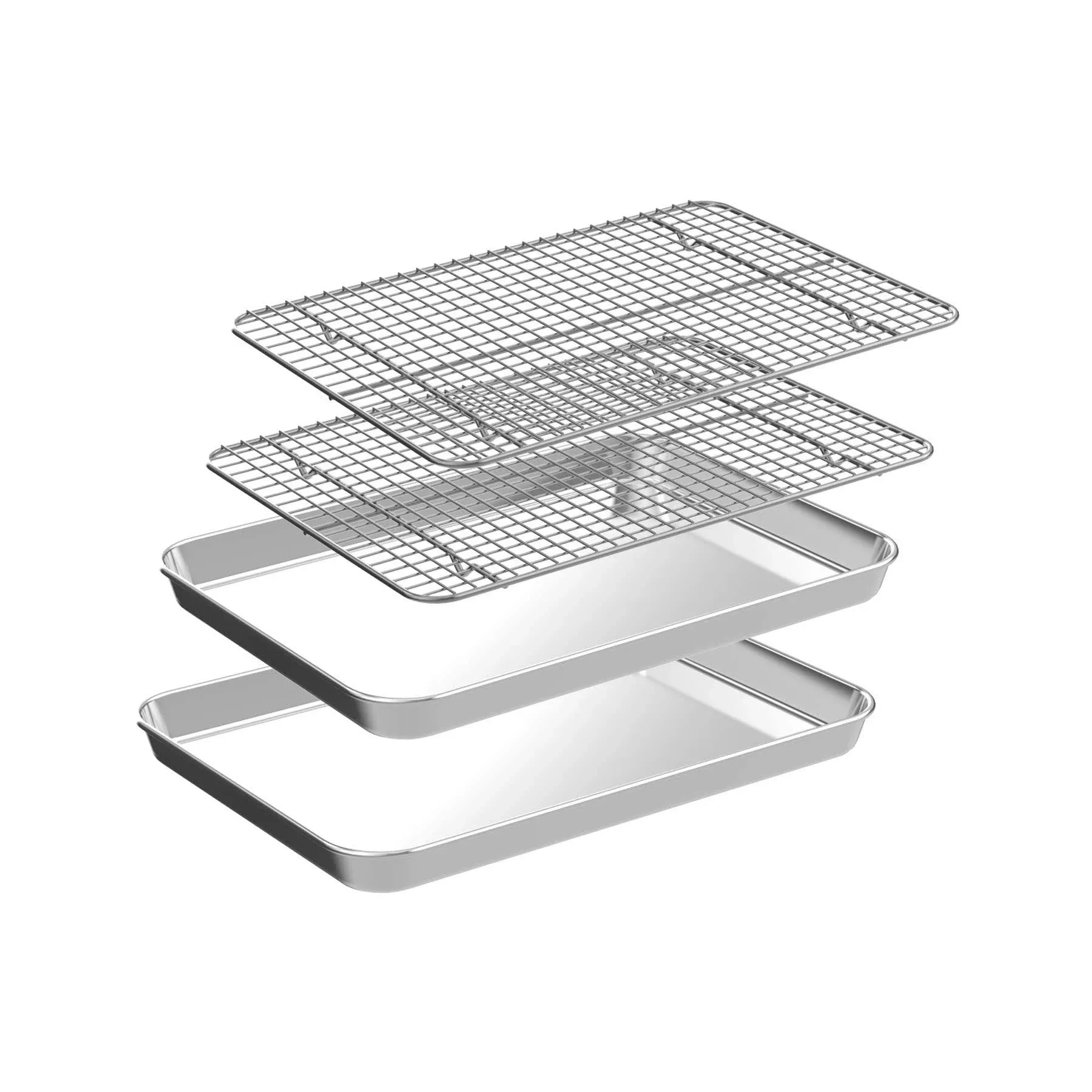 Baking Sheet &amp; Cooling Rack Set [2 Cookie Sheets + 2 baking Racks], Stainless...