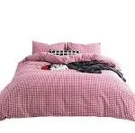  Duvet Cover Size 100% Washed Cotton Vintage Plaid Duvet Cover King Red Gingham