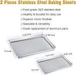 TeamFar Baking Sheet Cookie Sheet Set of 2 Stainless Steel Baking Pan Tray