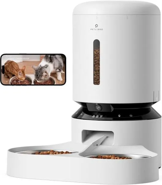 Automatic Cat Feeder with Camera for Two Cats  1080P HD Video with Night Vi ,