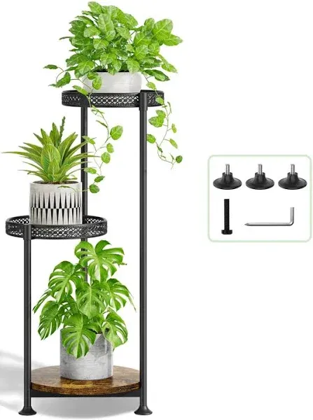 Plant Stand Indoor Outdoor Clearance, 3 Tier Metal Corner Plant Stands Shelf Holder, Tierd Stand Flower Shelf Display Rack for Living Room Balcony Garden Patio, Black