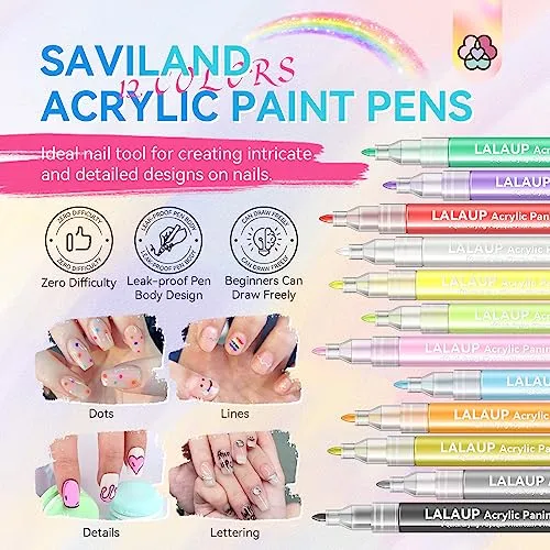 Saviland Women's 12 Pcs Nail Art Pens Set