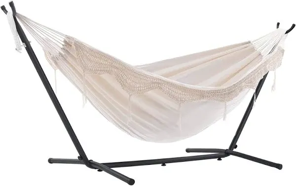 Outdoor Double Cotton Hammock with 9' Stand