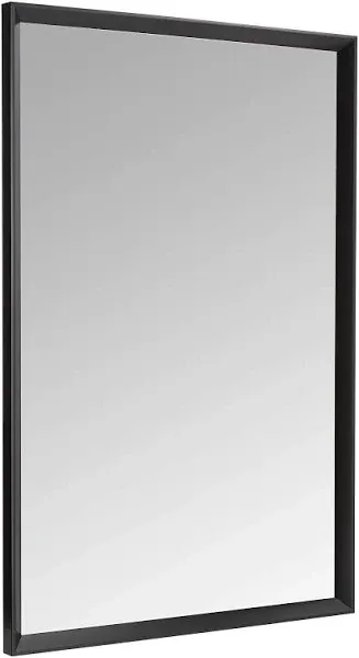 Stylish 24-Inch by 36-Inch Black Wall Mirror with Peaked Trim—No Assembly Needed