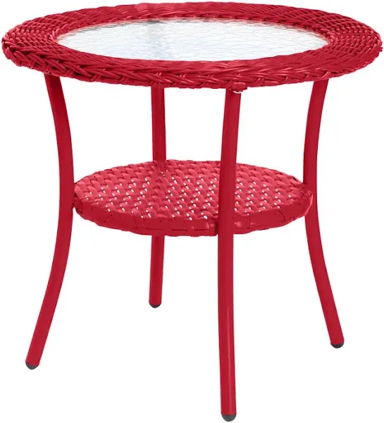 BrylaneHome Roma All-Weather Wicker Side Table