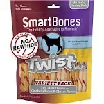 SmartBones Twist Sticks Variety Pack 50 Count, Rawhide-Free Chews for Dogs Made with Real Chicken or Bacon and Cheese Flavor (SBM-00464)