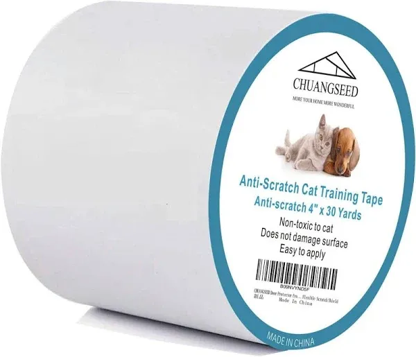 Chuangseed Anti Cat Scratch Tape 4" x 30Yds Transparent Double Sided